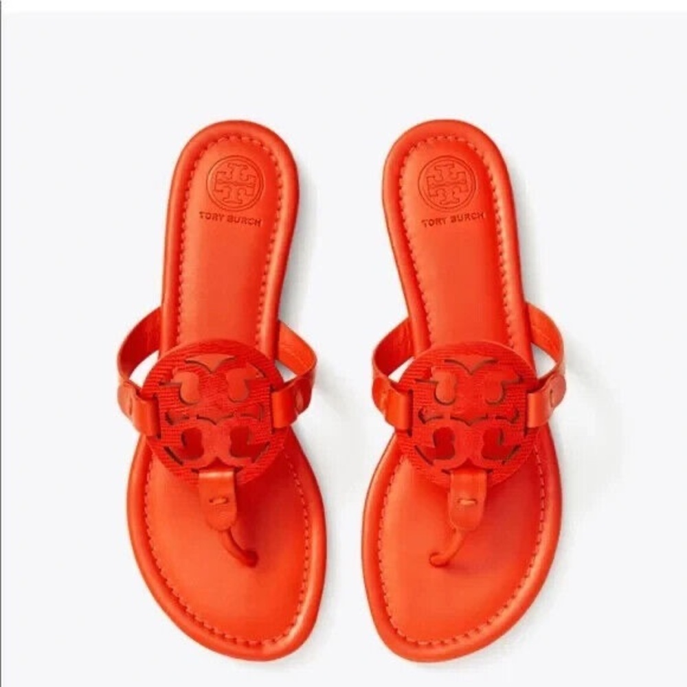 Tory Burch Orange Miller Logo Thong Sandals